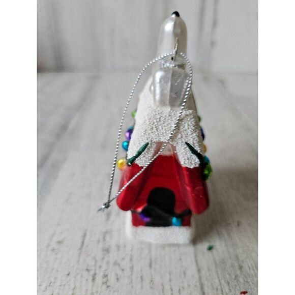 Glass Snoopy dog house ornament Xmas tree light up - Picture 4 of 16